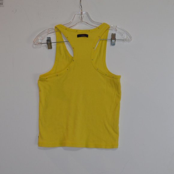 Tommy Jeans Tops - Tommy Jeans Yellow Micro-Corduroy Tank Open Shoulders Strases Neck Sleeveless M